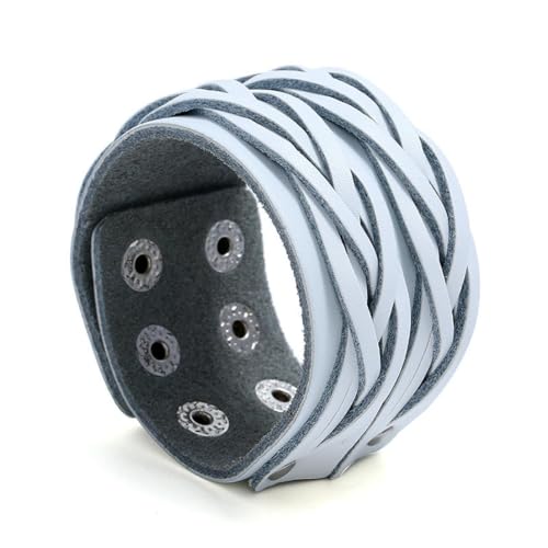 fycouyee Punk Vintage Rindsleder Armband Mehrschichtiges gewebtes Herrenlederarmband von fycouyee