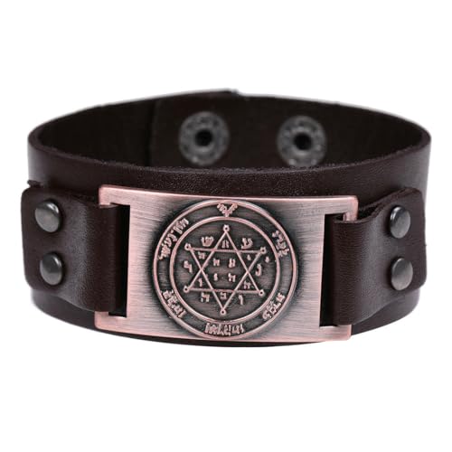 fycouyee Punk Youth Inspirierendes Hexagramm Metallic-Lederarmband von fycouyee