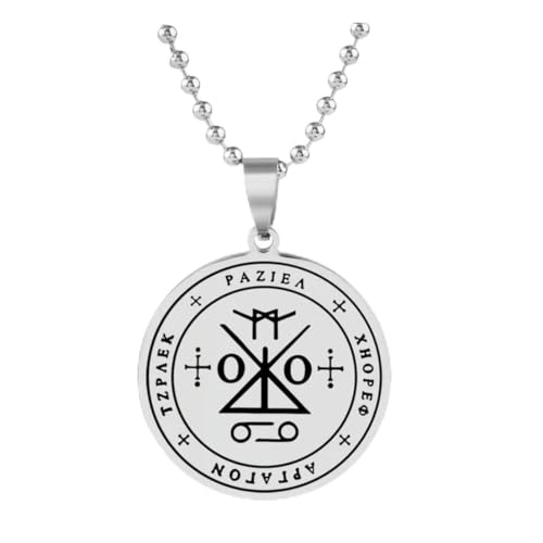 fycouyee Retro Hip-Hop Sieben Erzengel Edelstahl Schlüsselanhänger Rune Formation Diagramm plattiert schwarz Halskette von fycouyee