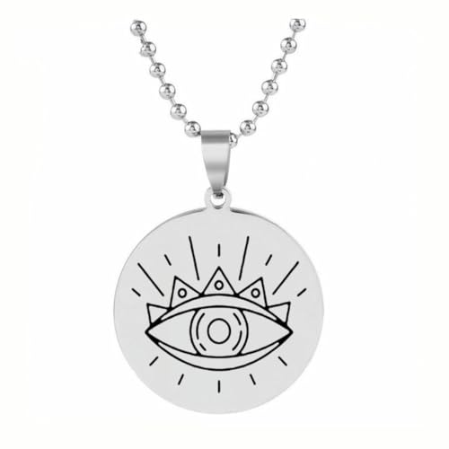 fycouyee Retro Mode Hip Hop Hip Mann Teufelsauge Schlüsselanhänger Edelstahl Halskette Runde Anhänger Halskette von fycouyee
