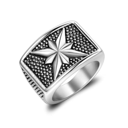 fycouyee Rice Punk Titan Stahl Ring Octagramm Star Herren Accessoires von fycouyee