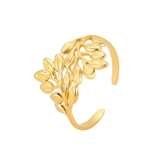 fycouyee Ring Ringe Mode Zweig Offene Ringe Edelstahl Offene Ringe von fycouyee