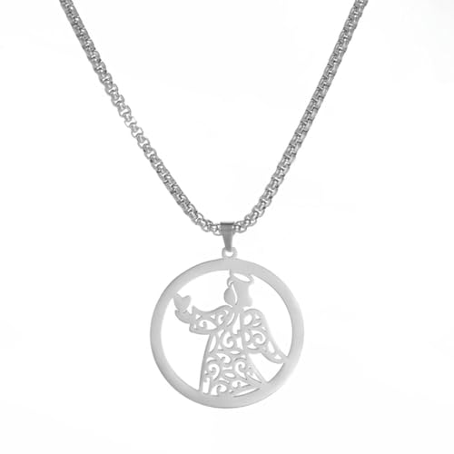 fycouyee Ring hohles Herz Engel Anhänger Unisex Halskette Hip Hop Edelstahl Halskette von fycouyee