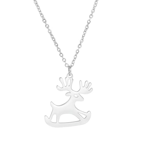 fycouyee Schlitten Elch Anhänger Edelstahl Halskette Frau Nische Geweih Schlüsselbein Kette Ornament fycouyee Schlitten Elch Anhänger Edelstahl Halskette Frau Nische Geweih Schlüsselbein Kette Ornament von fycouyee