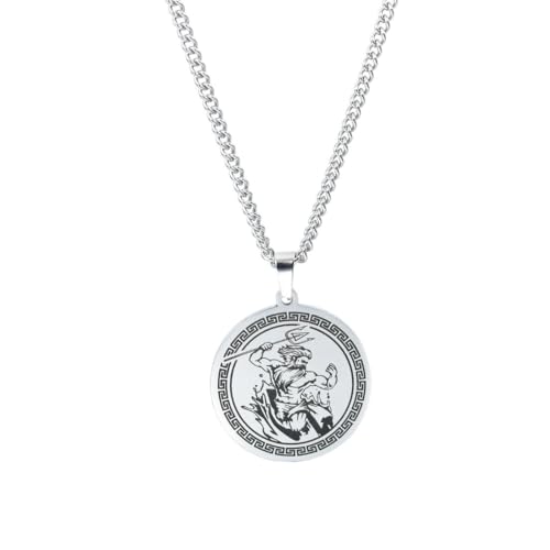 fycouyee Schmuck Edelstahl antike griechische Mythologie Olymp zwölf Hauptgötter Poseidon Anhänger Halskette von fycouyee