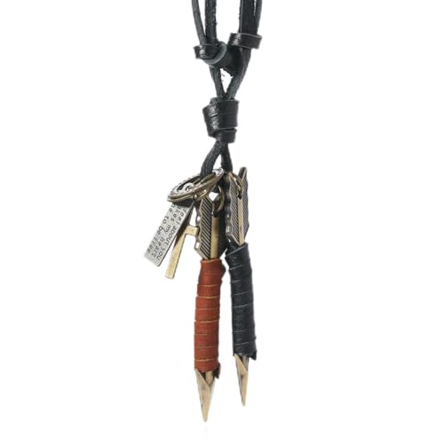 fycouyee Schmuck Halskette verstellbar Vintage Doppelpfeil Leder Seil Persönlichkeit lang von fycouyee