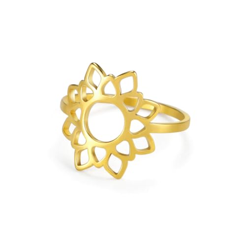 fycouyee Schmuck Mode Einfache Durchbrochene Sonnenblume Edelstahl Ring fycouyee Schmuck Mode Einfache Durchbrochene Sonnenblume Edelstahl Ring von fycouyee