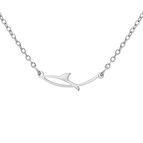 Schmuck Mode Einfache Frau Doppelt Offen Strichmännchen Fisch Anhänger Edelstahl Halskette von fycouyee