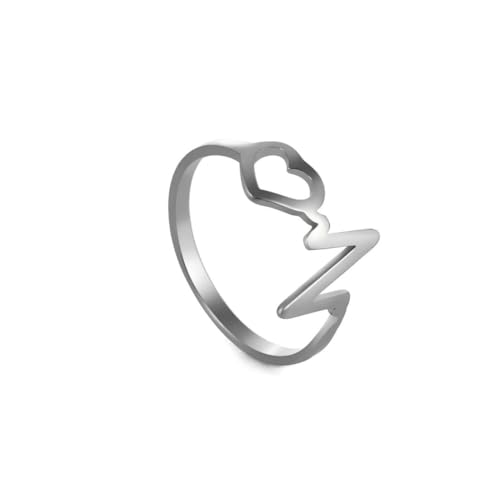 fycouyee Schmuck Mode Persönlichkeit Design EKG Edelstahl Ring von fycouyee