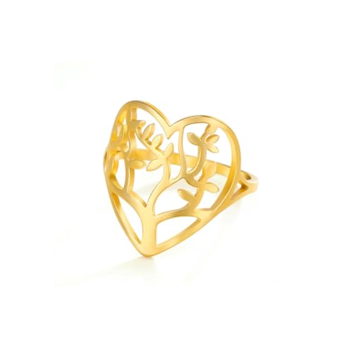 fycouyee Schmuck Mode einfache hohle Frauen Liebe Baum Edelstahl Ring von fycouyee
