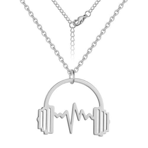fycouyee Schmuck Persönlichkeit Luxus Nische Design EKG Kopfhörer Anhänger Edelstahl Halskette von fycouyee