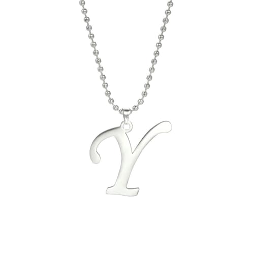 fycouyee Schmuck Persönlichkeit Modelinie Halskette Edelstahl Perlenkette plus 26 Buchstaben Anhänger Halskette von fycouyee