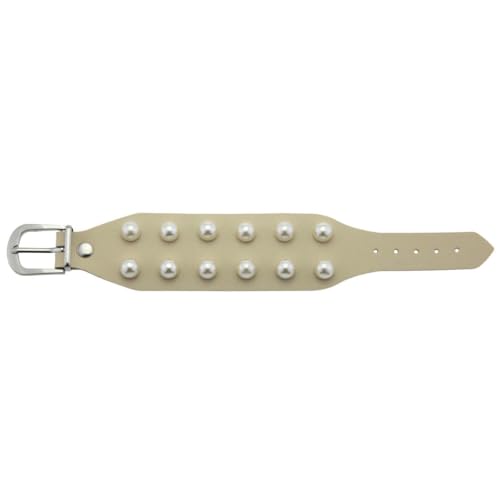 fycouyee Schmuck Punk Imitation Perle Ohrstecker Mode Leder Armbänder Paar von fycouyee