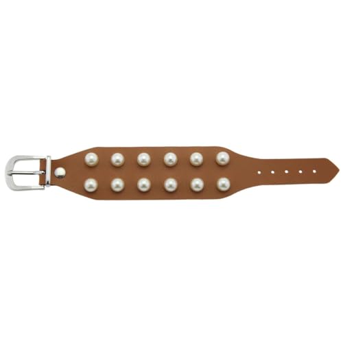 fycouyee Schmuck Punk Imitation Perle Ohrstecker Mode Leder Armbänder Paar von fycouyee