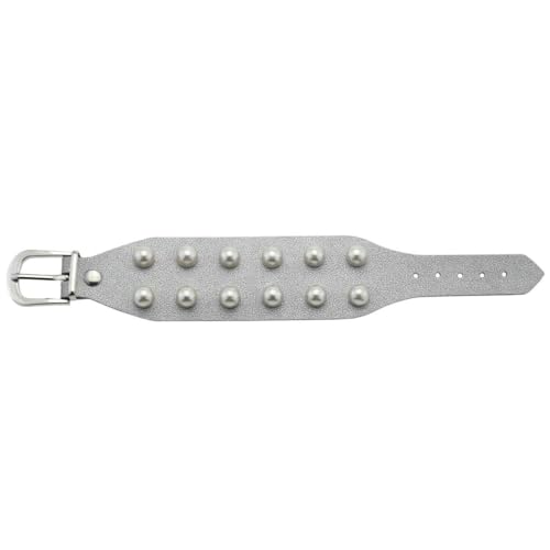 fycouyee Schmuck Punk Imitation Perle Ohrstecker Mode Leder Armbänder Paar von fycouyee