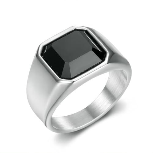 fycouyee Schmuck Titan Stahl Herren glänzend schwarz Edelstein Ring von fycouyee