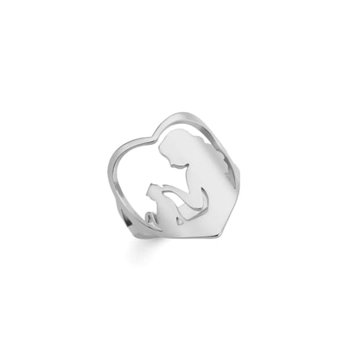 fycouyee Schmuck hohler Schmuck Frau und Katze Muster Edelstahl Ring fycouyee Schmuck hohler Schmuck Frau und Katze Muster Edelstahl Ring von fycouyee