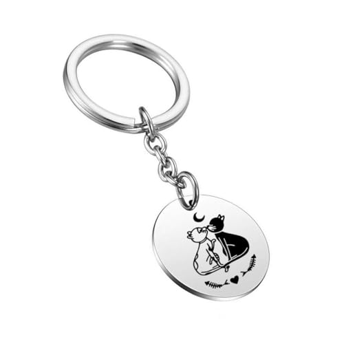 fycouyee Schwarz/Weiß Katze Halskette Schwarz & Weiß Katze Edelstahl Schlüsselanhänger Haustier Tag Anhänger von fycouyee