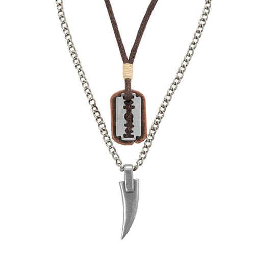 fycouyee Statement Design Doppelkette Vintage Wachsseil Hip-Hop Halskette Punk Accessoire von fycouyee