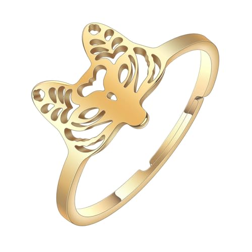 fycouyee Statement Edelstahl Tierring Öffnung verstellbarer Schmuck von fycouyee