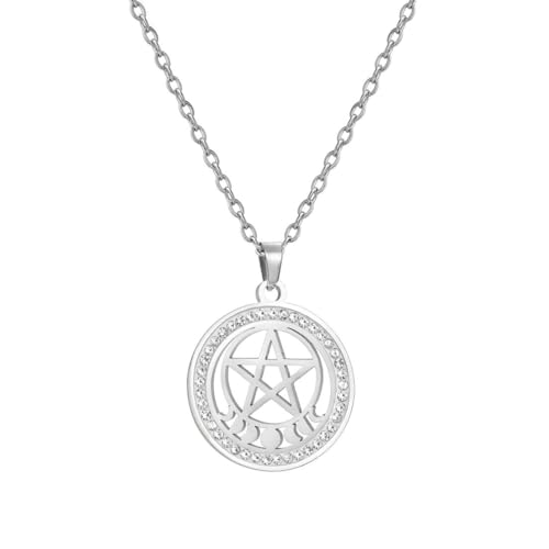 fycouyee Stern Halbmond Anhänger Halskette Frau Edelstahl Kette Halskette Paar Schmuck fycouyee Stern Halbmond Anhänger Halskette Frau Edelstahl Kette Halskette Paar Schmuck von fycouyee