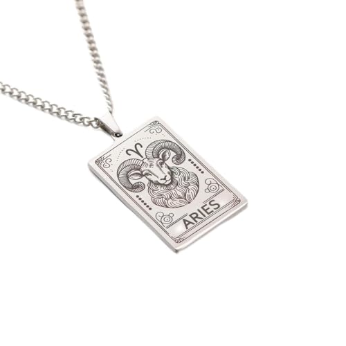 fycouyee Sternzeichen Halskette Plaque Anhänger Vintage Herren Tarot Edelstahl Tarot Plaque von fycouyee