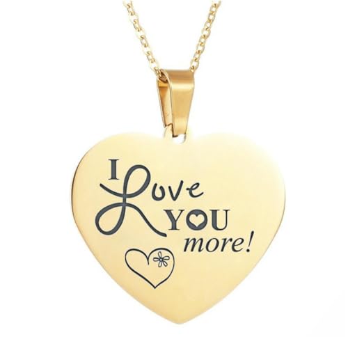 fycouyee Stilvolle und einfache Halskette Ich liebe dich mehr Edelstahl Medaillon Anhänger Liebe Halskette von fycouyee