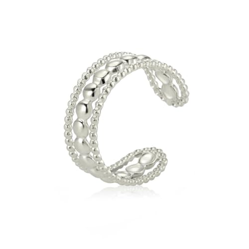 fycouyee Stilvoller dreilagiger Vintage Personality Perlenkette offener Ring aus Edelstahl fycouyee Stilvoller dreilagiger Vintage Personality Perlenkette offener Ring aus Edelstahl von fycouyee