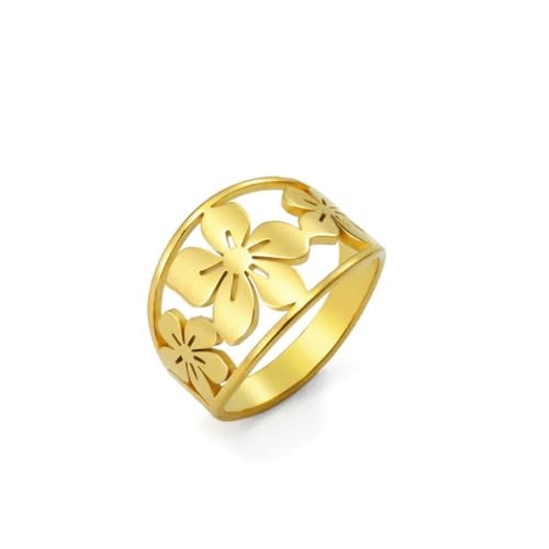 fycouyee Stilvoller einfacher Damenschmuck Sakura Form 18k Edelstahl Ring von fycouyee