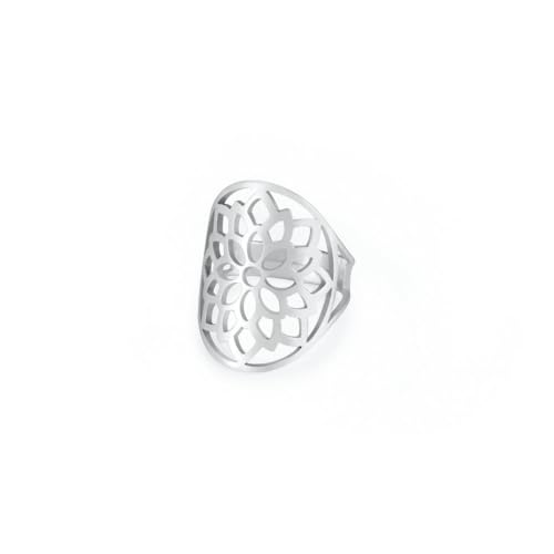fycouyee Stilvoller und schlichter Ring aus hohlem 18-karätigem Chrysanthemen-Edelstahl von fycouyee