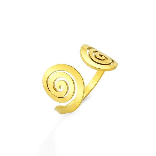 fycouyee Swirl Spiral Offener Ring Damen Edelstahl Übertriebener geometrischer Ring Modeschmuck von fycouyee