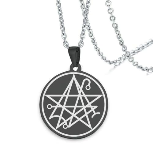 fycouyee Symbol Formation Diagram Halskette Edelstahl Herren Schwarz Hip Hop Anhänger von fycouyee