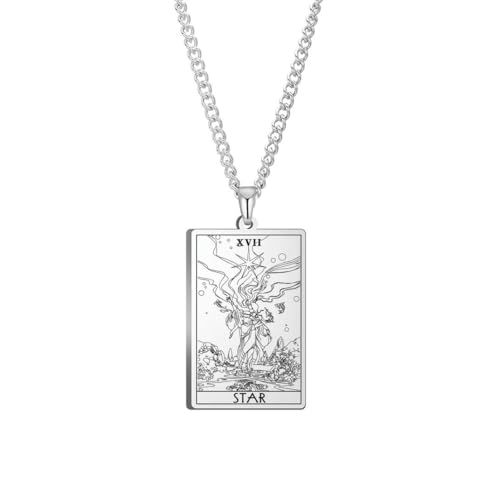 fycouyee Tarot 22 Spielkarten Quadrat Edelstahl Kubanische Halskette von fycouyee