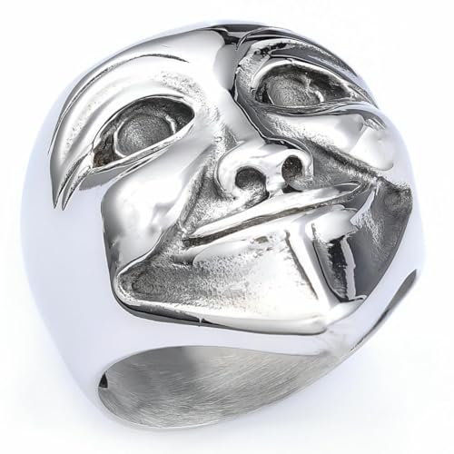 fycouyee Titan Stahl Ringe Totenkopf Vintage Hässliche Persönlichkeit Geist Kopf Ring von fycouyee