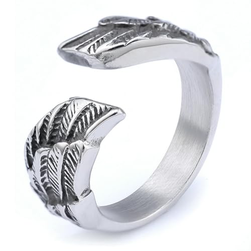 fycouyee Titan Stahl Vintage Engel Flügel Mode Damen Offener Ring Schmuck von fycouyee