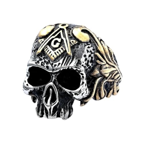 fycouyee Totenkopf geschnitzte Ringe Edelstahl dominierender Modeschmuck von fycouyee