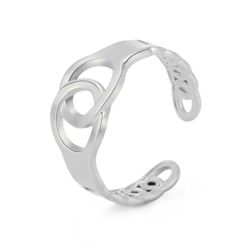 fycouyee Verstellbarer offener Ring Damen hohler Kettenring Mode Vielseitiger Hip Hop Edelstahl Offener Ring von fycouyee