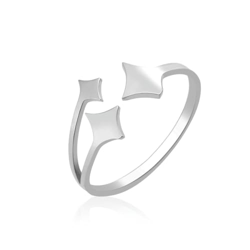 fycouyee Vier Zackige Stern Offene Ringe Damen Edelstahl Verstellbare Ringe Mode Hallyu Minimalistischer Schmuck Hochzeit von fycouyee
