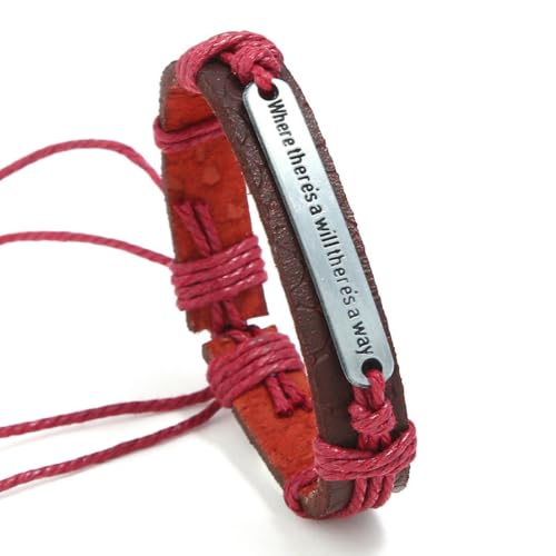 fycouyee Vintage Armband aus englischem Buchstaben aus geflochtenem Rindsleder von fycouyee