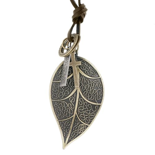 fycouyee Vintage Blatt Leder Seil verstellbare lange Statement Halskette Schmuck von fycouyee