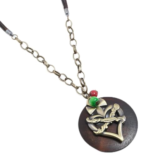 fycouyee Vintage Halskette lange Wachsseil Legierung Herz Halskette Persönlichkeit weiblich von fycouyee