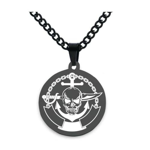 fycouyee Vintage Herren Doppelschwert Pirat Titan Stahl Halskette Schädel Anker Edelstahl Schlüsselanhänger von fycouyee