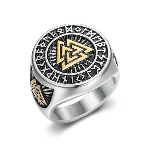 fycouyee Vintage Herren Keltischer Knoten Ring Wikinger Nordisches Dreieck Symbol Valknut Ring fycouyee Vintage Herren Keltischer Knoten Ring Wikinger Nordisches Dreieck Symbol Valknut Ring von fycouyee