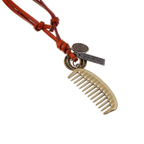 fycouyee Vintage Legierung Kamm Leder Seil Anhänger lange Halskette Modeschmuck fycouyee Vintage Legierung Kamm Leder Seil Anhänger lange Halskette Modeschmuck von fycouyee
