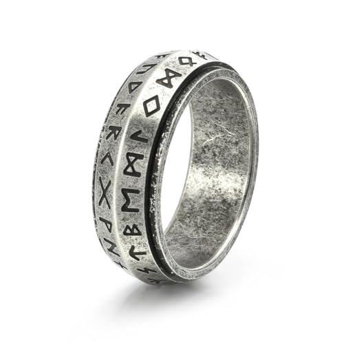 fycouyee Vintage Nordic abgeschrägte Wikinger Rune Leuchtende Männer Persönlichkeit Ring von fycouyee