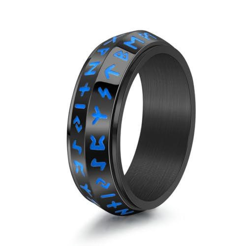 fycouyee Vintage Nordic abgeschrägte Wikinger Rune Leuchtende Männer Persönlichkeit Ring von fycouyee