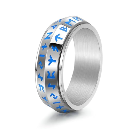 fycouyee Vintage Nordic abgeschrägte Wikinger Rune Leuchtende Männer Persönlichkeit Ring von fycouyee