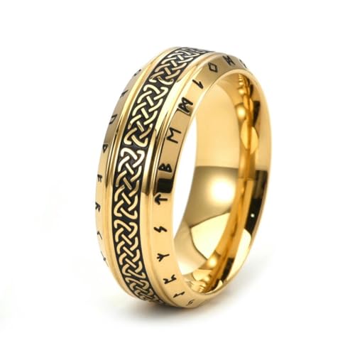 fycouyee Vintage Nordisch Keltisch Knoten Wikinger Text Antiker Gold Ring Männlich von fycouyee