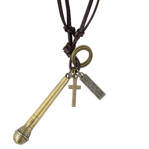 fycouyee Vintage Persönlichkeit Hip Hop Leder Seil Legierung Anhänger Herren Halskette von fycouyee