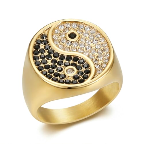 fycouyee Vintage Ring Taiji Diagram Herrenring mit schwarzen und weißen Diamanten fycouyee Vintage Ring Taiji Diagram Herrenring mit schwarzen und weißen Diamanten von fycouyee